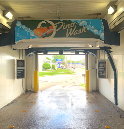 One of the many successful Dino Wash locations powered by a PDQ LaserWash® 360 system at a Dino Stop gas station in the Green Bay market. 
